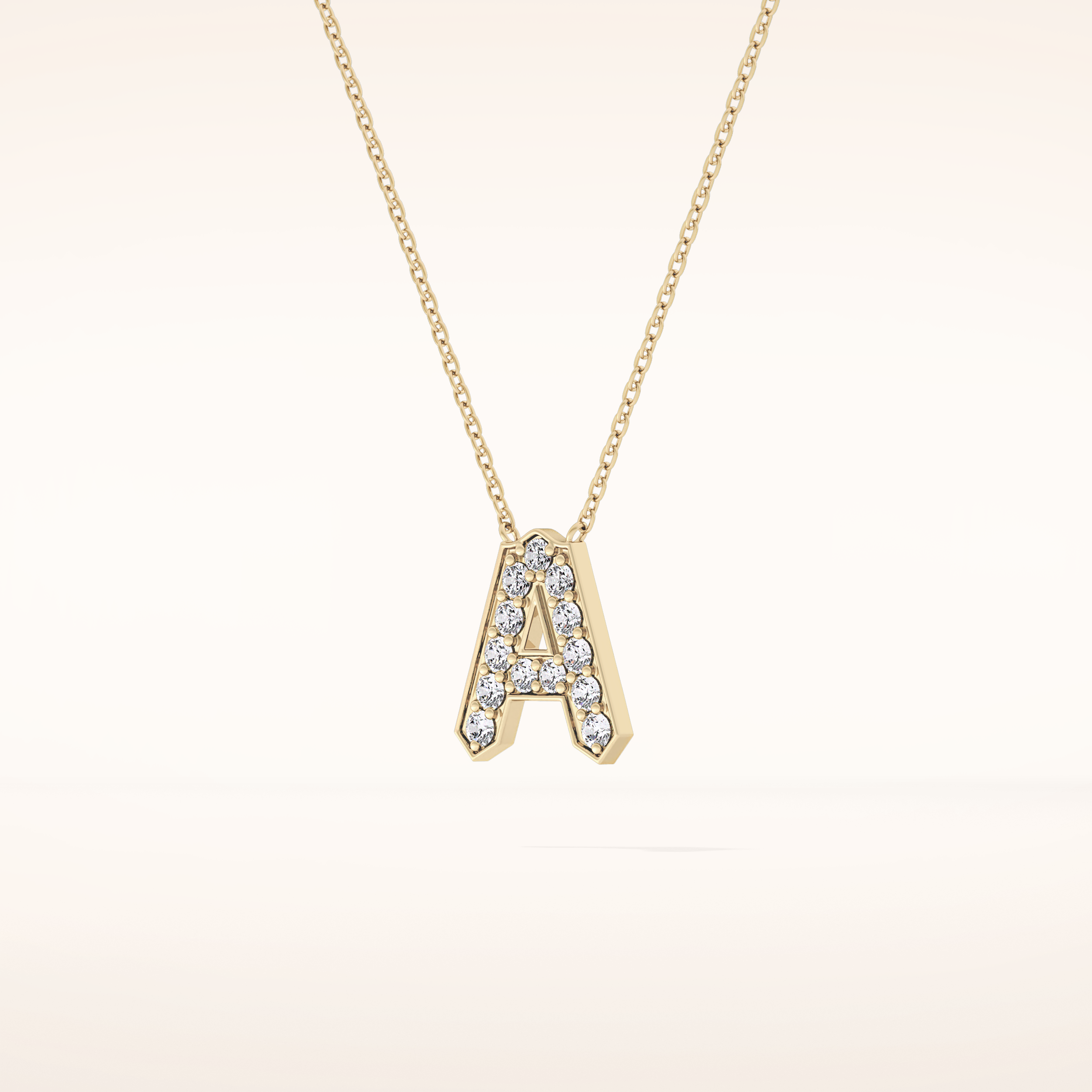 0.226 TCW Round Cut Moissanite A Initial Pendant Necklace