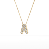 0.226 TCW Round Lab Grown Diamond A Initial Pendant Necklace