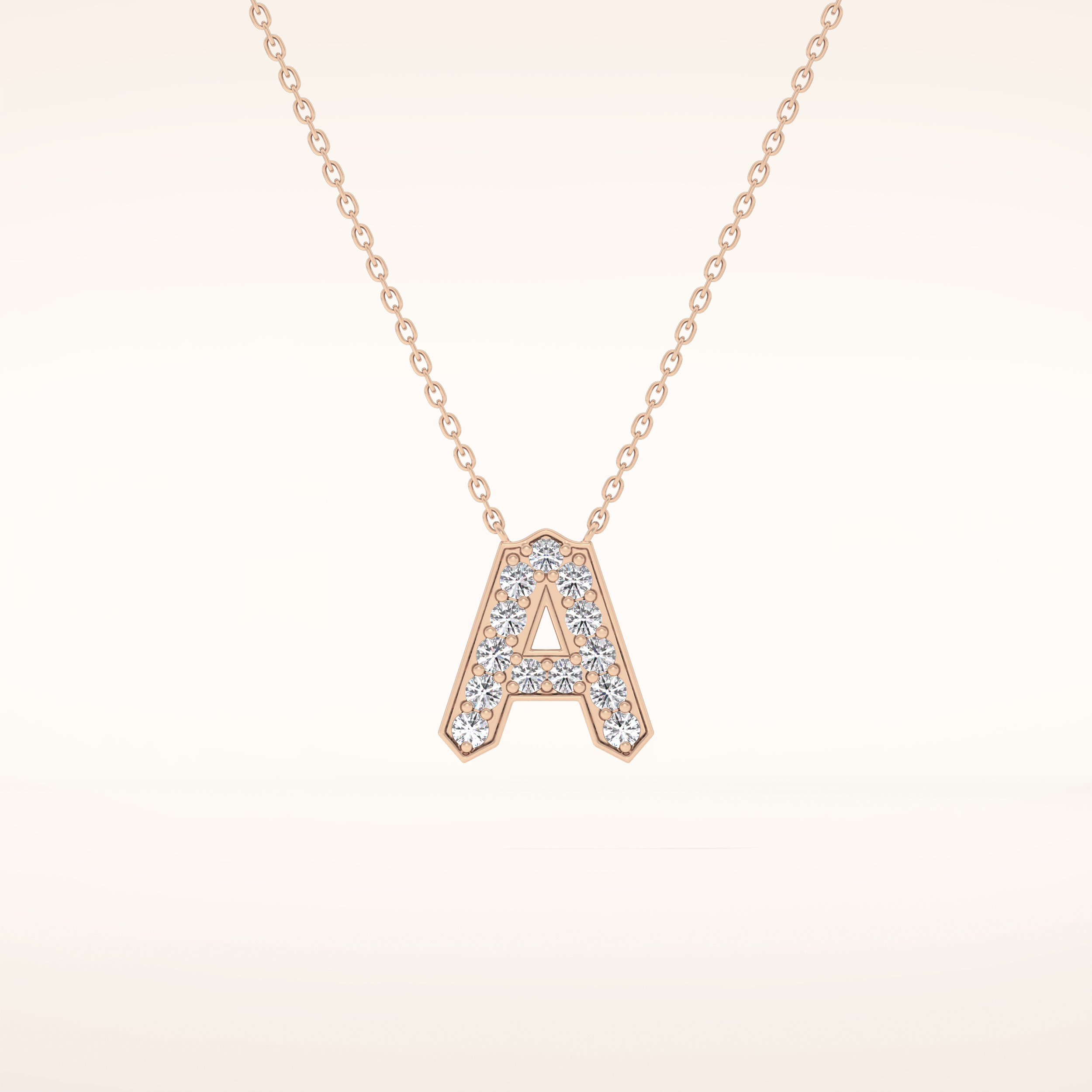 0.226 TCW Round Cut Moissanite A Initial Pendant Necklace