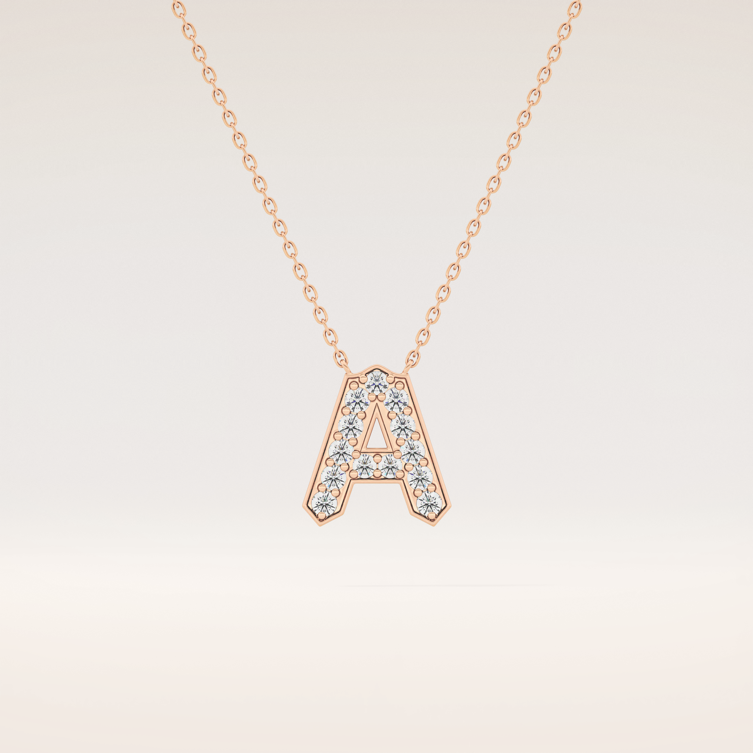 0.226 TCW Round Cut Moissanite A Initial Pendant Necklace