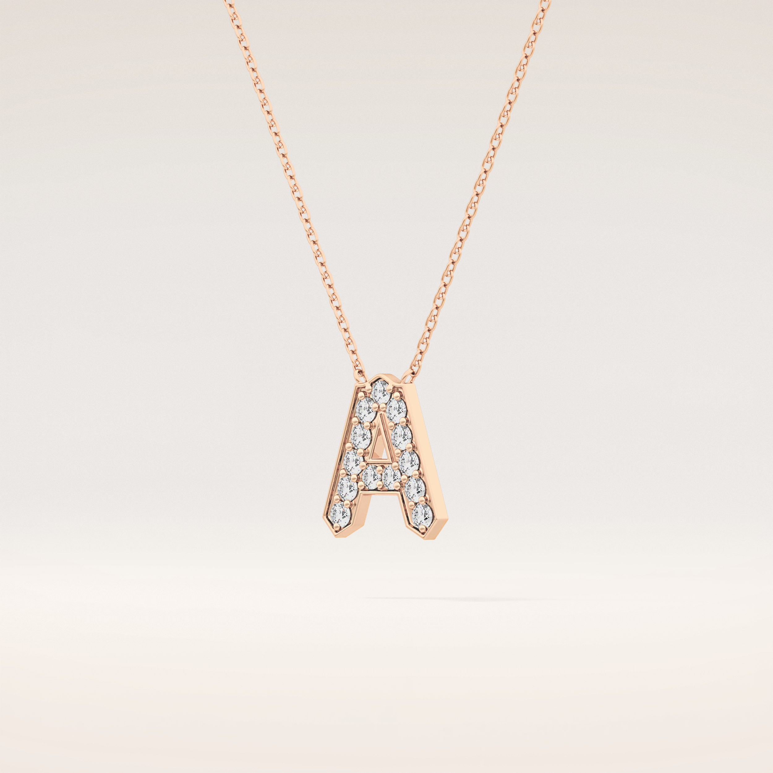 0.226 TCW Round Cut Moissanite A Initial Pendant Necklace