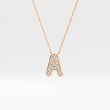 0.226 TCW Round Lab Grown Diamond A Initial Pendant Necklace