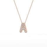 0.226 TCW Round Lab Grown Diamond A Initial Pendant Necklace