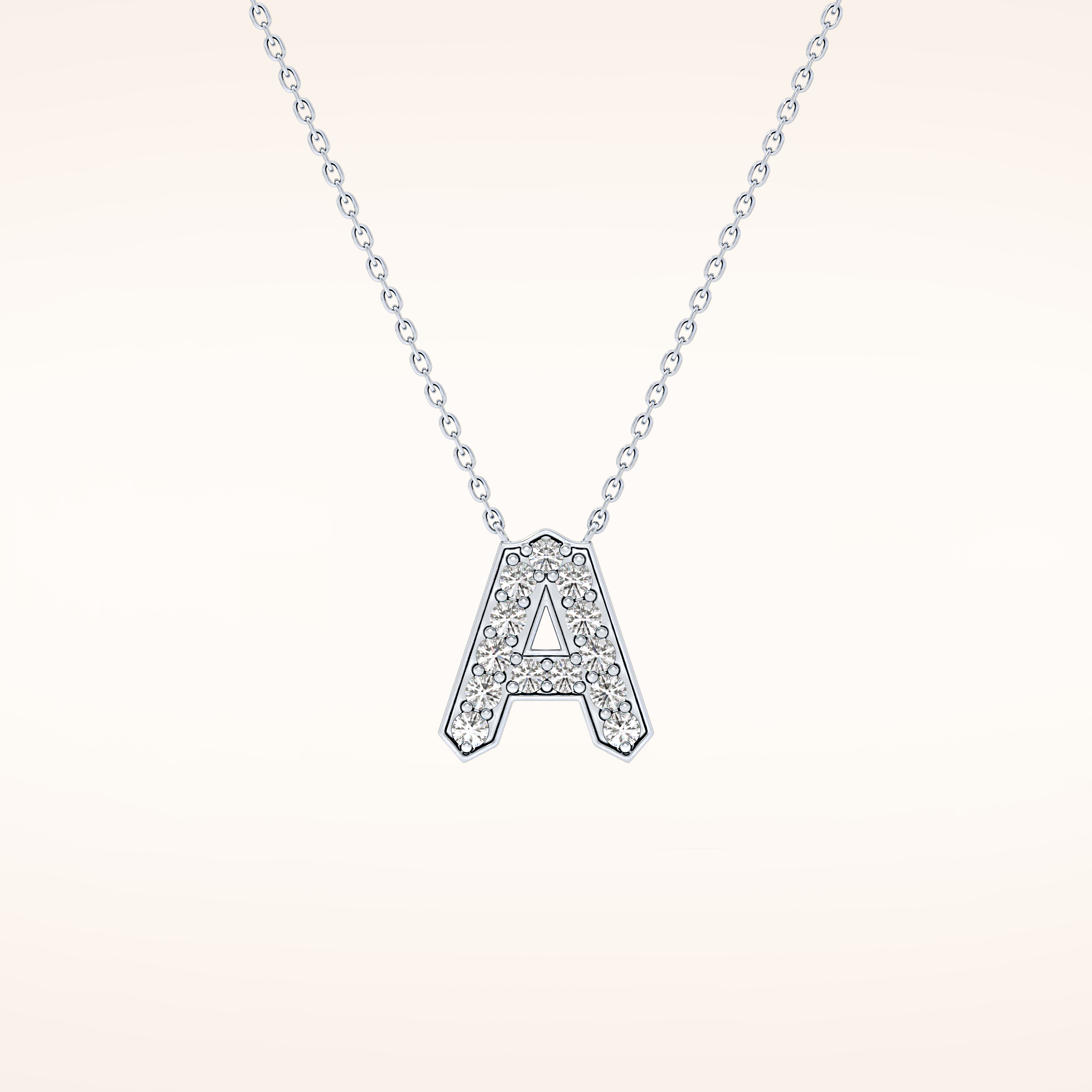 0.226 TCW Round Cut Moissanite A Initial Pendant Necklace