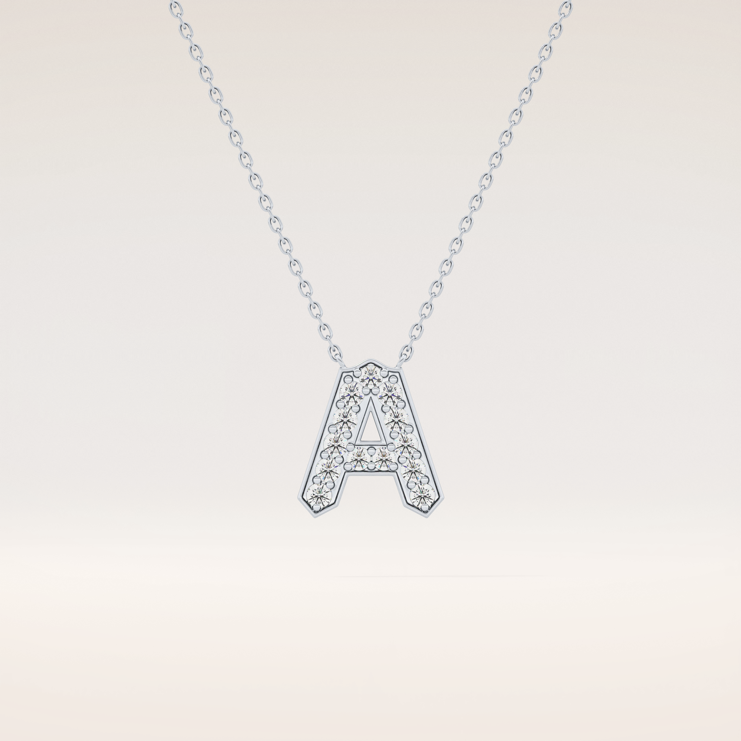 0.226 TCW Round Cut Moissanite A Initial Pendant Necklace