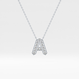 0.226 TCW Round Lab Grown Diamond A Initial Pendant Necklace