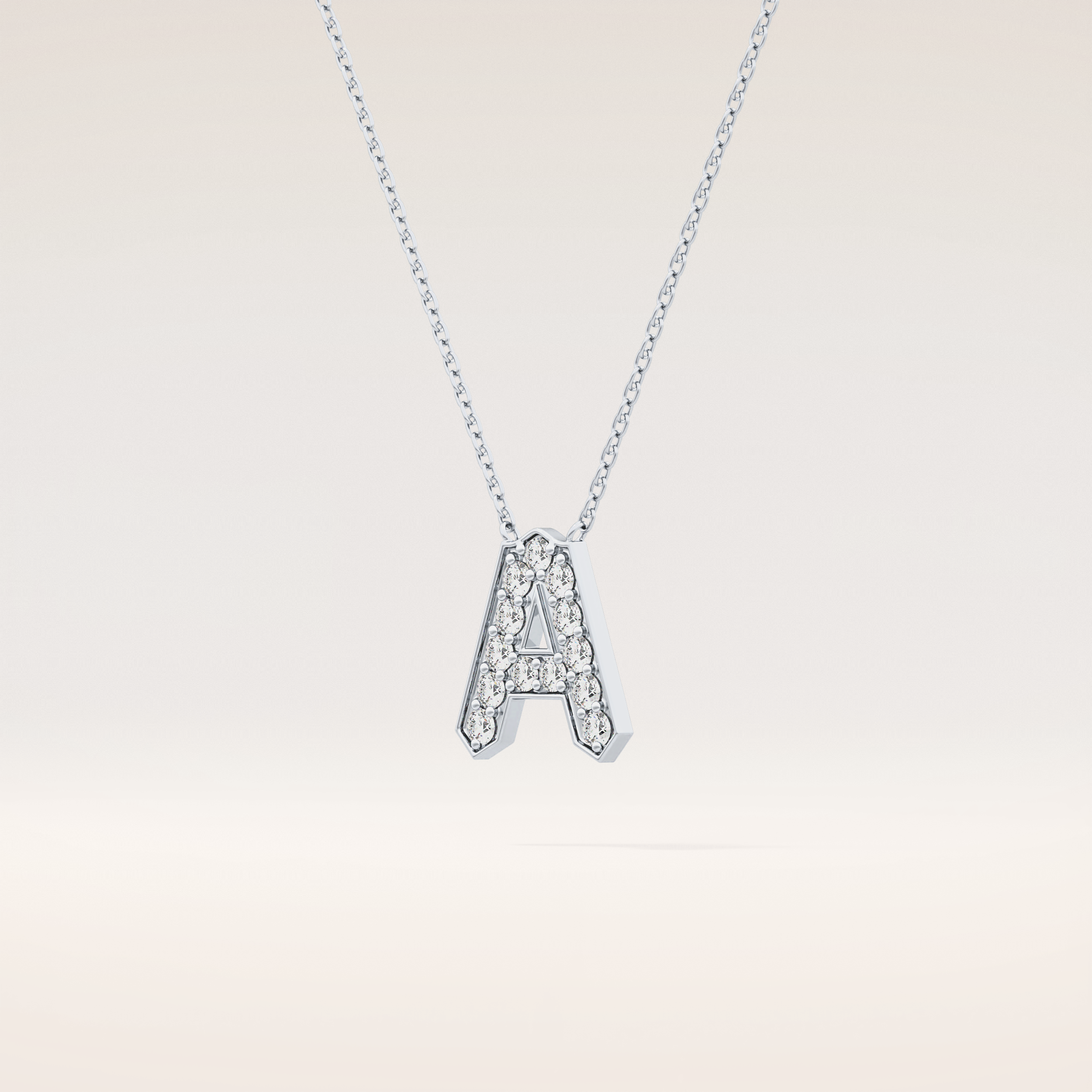 0.226 TCW Round Cut Moissanite A Initial Pendant Necklace