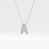 0.226 TCW Round Lab Grown Diamond A Initial Pendant Necklace