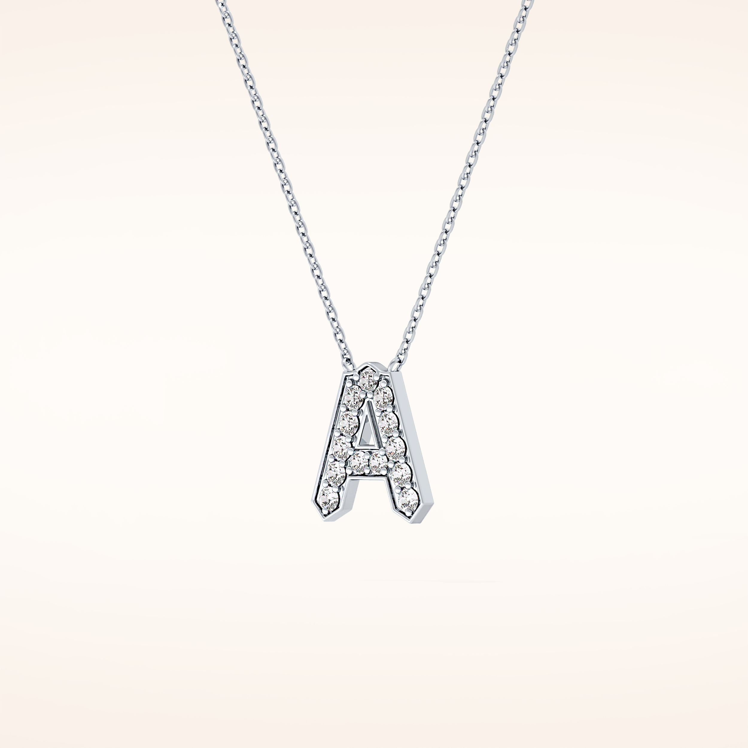 0.226 TCW Round Cut Moissanite A Initial Pendant Necklace