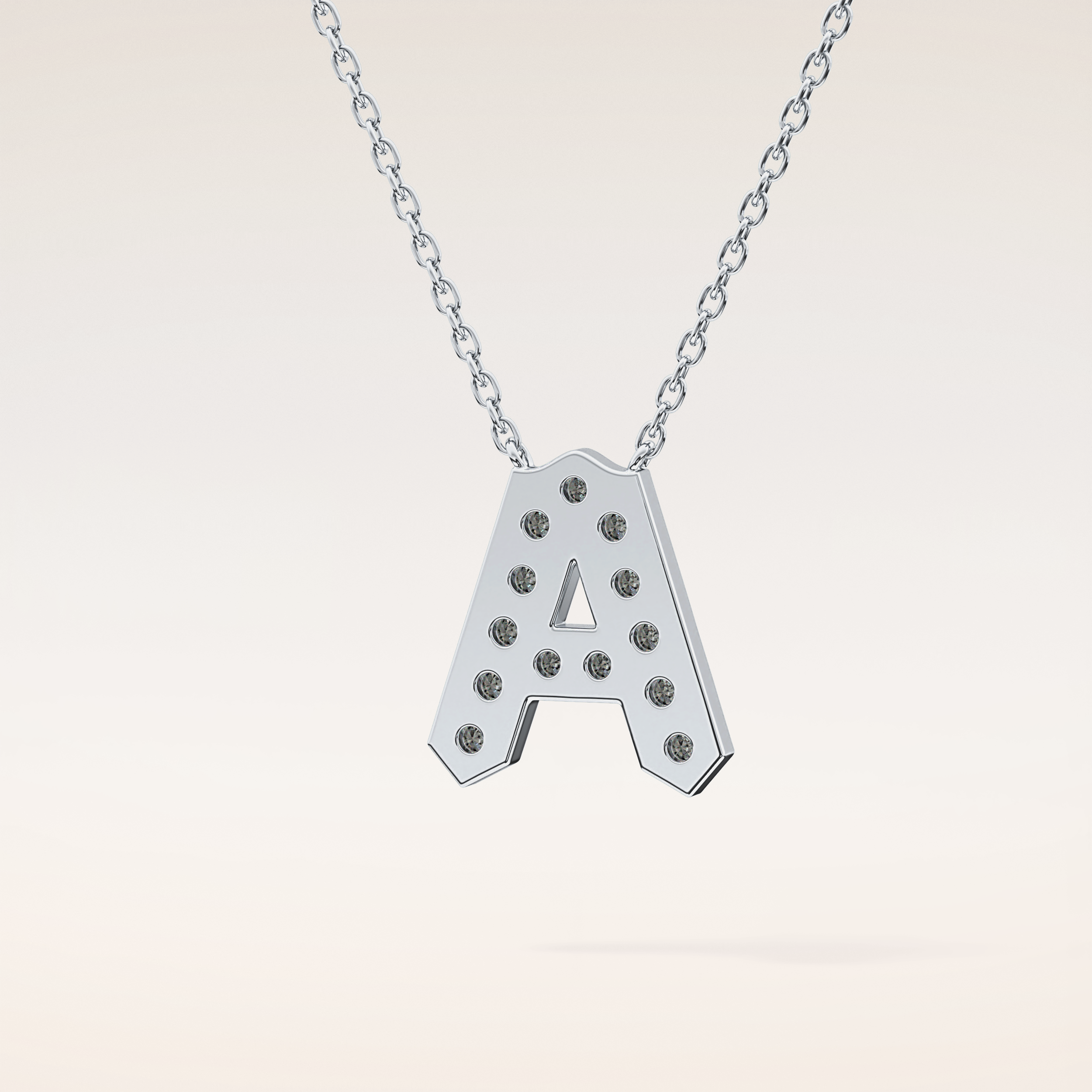0.226 TCW Round Cut Moissanite A Initial Pendant Necklace