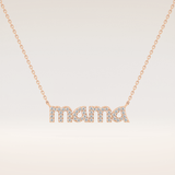 0.17 TCW Round Cut Moissanite MAMA Necklace