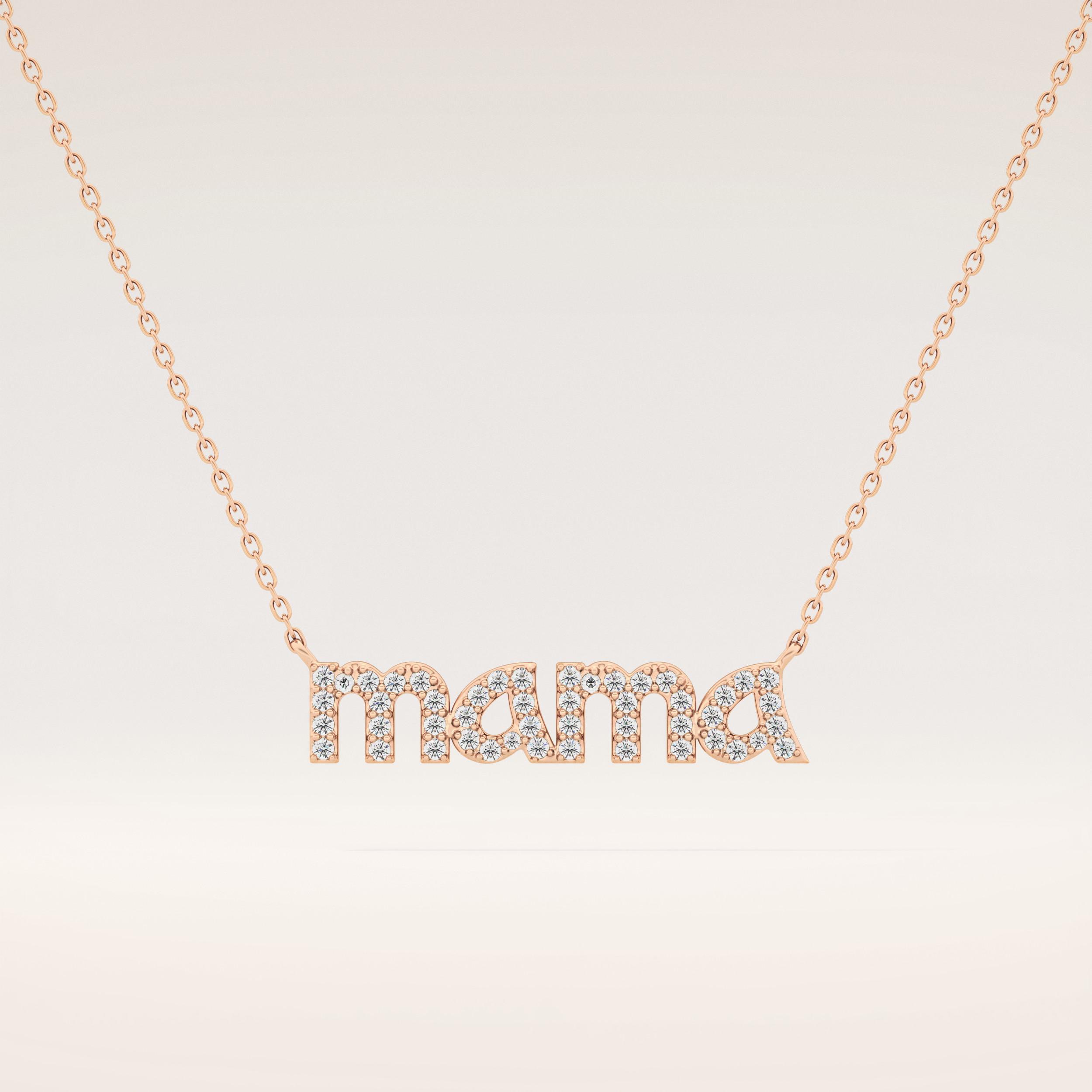 0.17 TCW Round Cut Moissanite MAMA Necklace