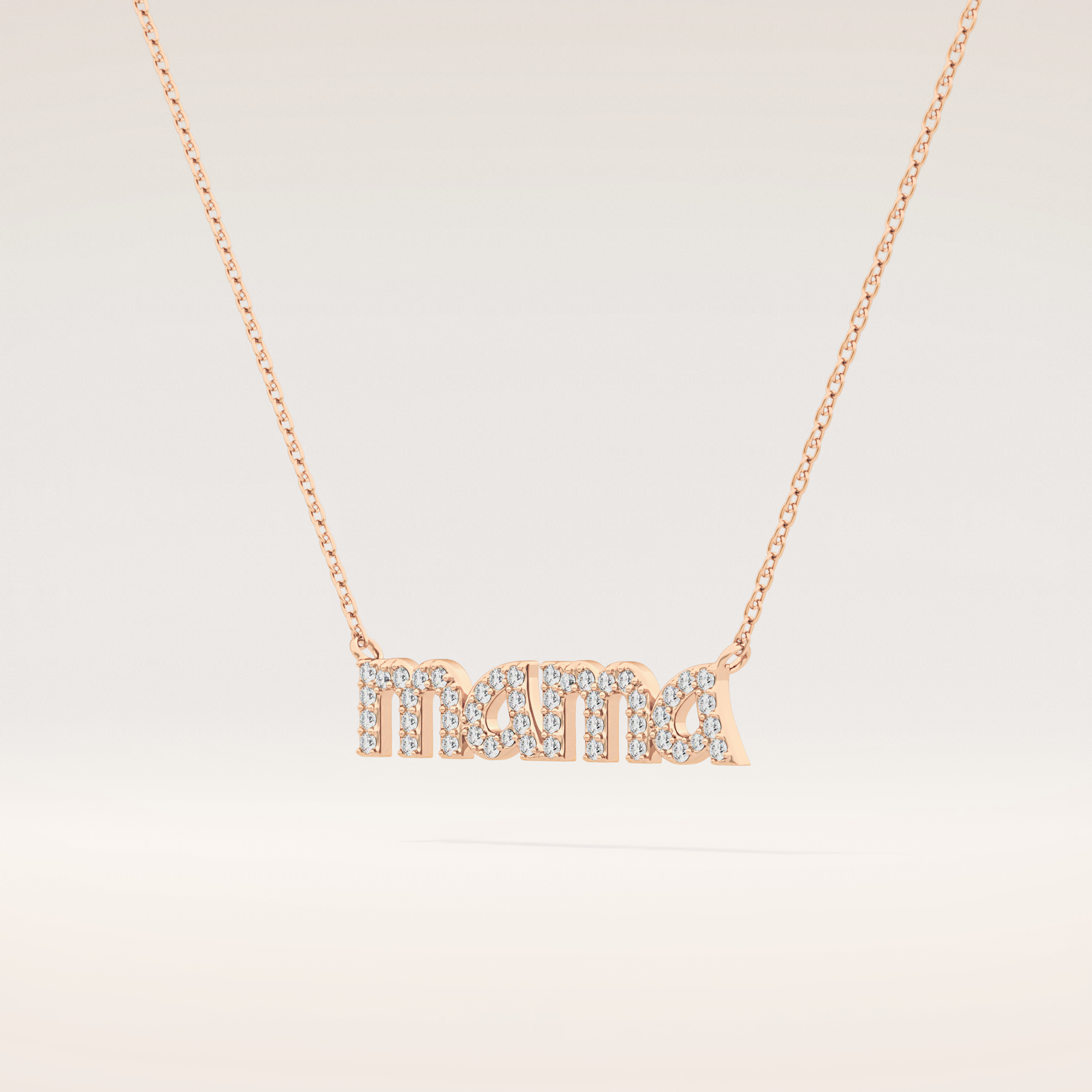 0.17 TCW Round Cut Moissanite MAMA Necklace