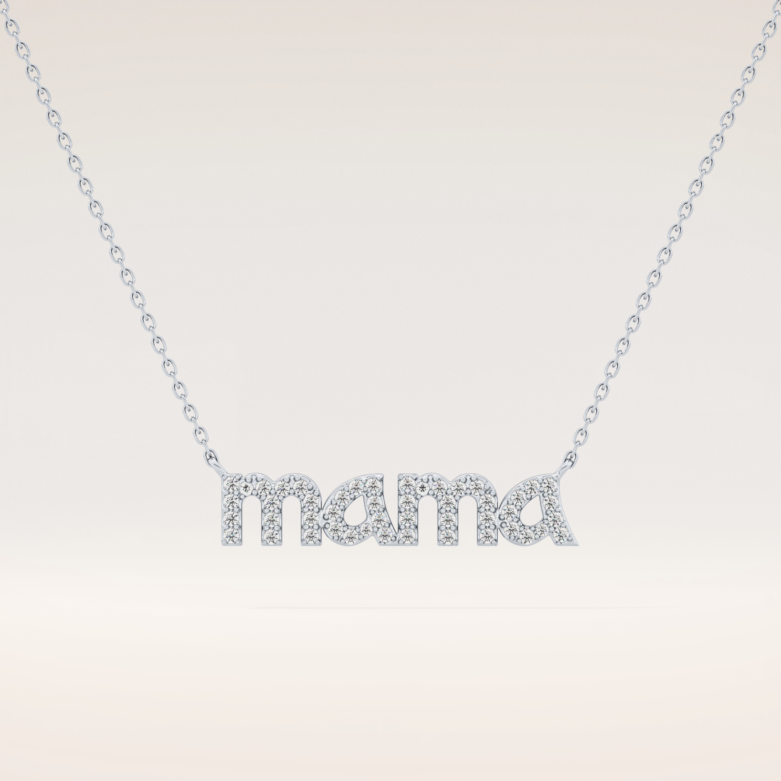 0.17 TCW Round Cut Moissanite MAMA Necklace