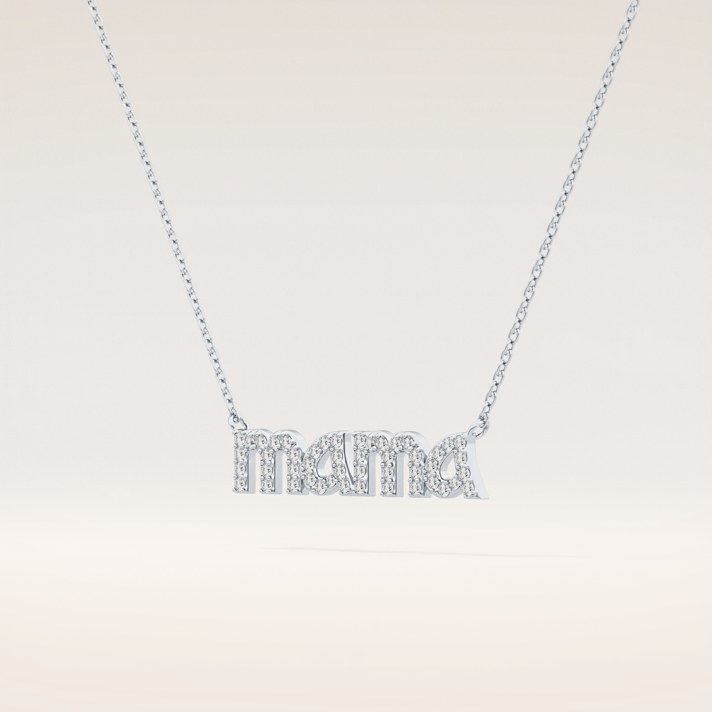 0.17 TCW Round Cut Moissanite MAMA Necklace