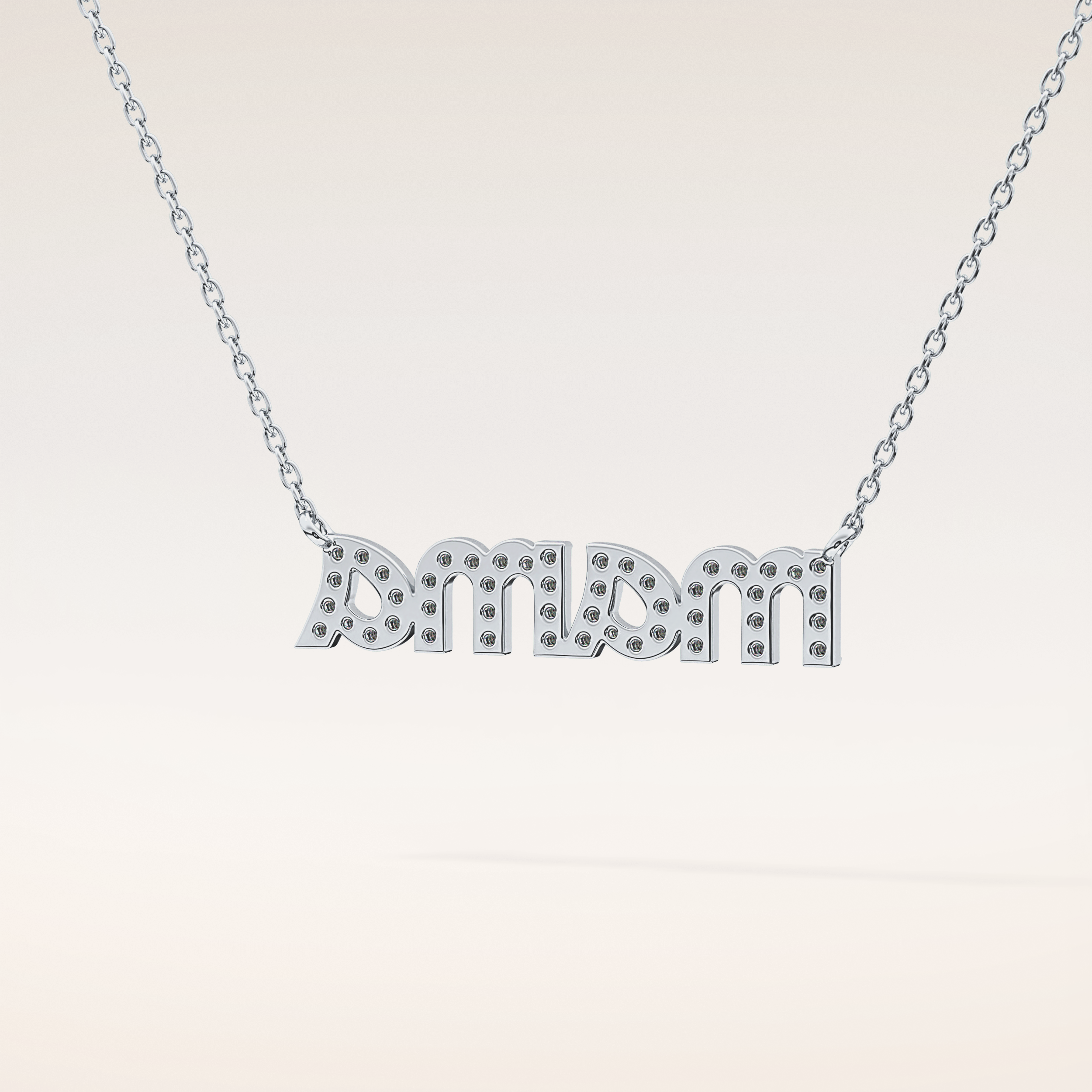 0.17 TCW Round Cut Moissanite MAMA Necklace