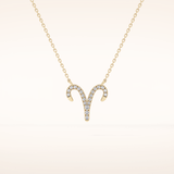 0.098 TCW Round Cut Moissanite Aries Zodiac Sign Necklace