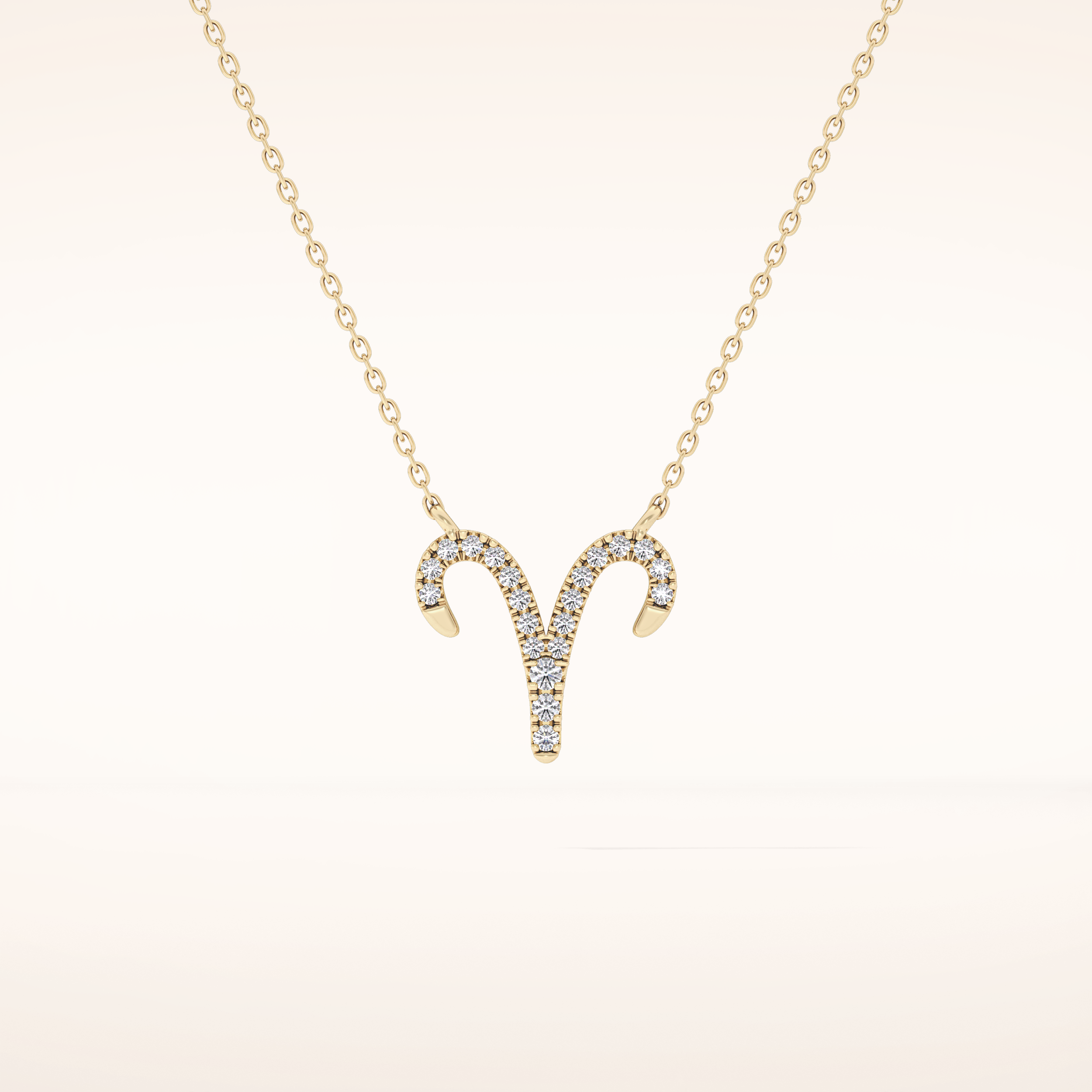 0.098 TCW Round Cut Moissanite Aries Zodiac Sign Necklace