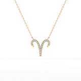 0.098 TCW Round Lab Grown Diamond Aries Zodiac Sign Necklace