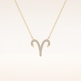 0.098 TCW Round Cut Moissanite Aries Zodiac Sign Necklace