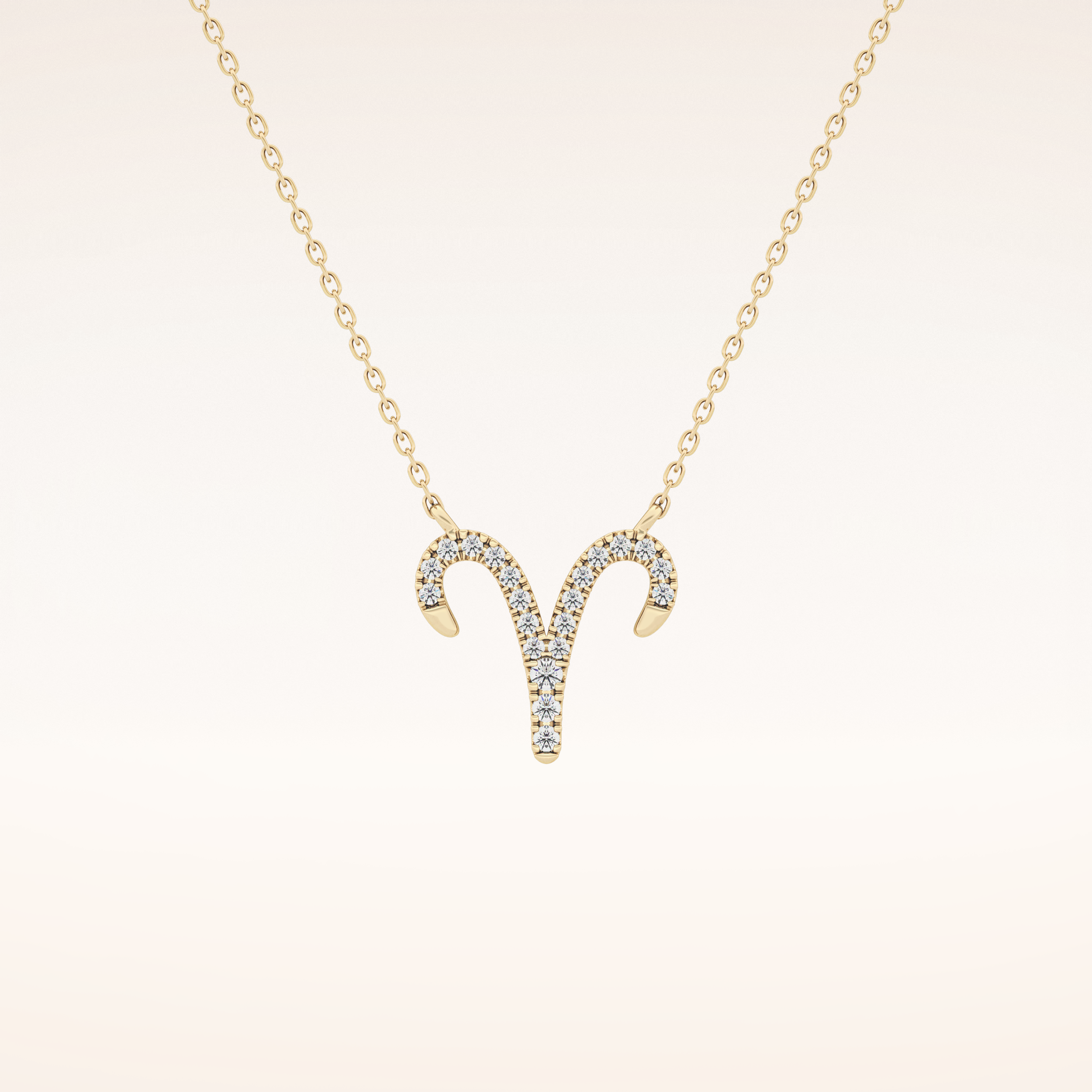 0.098 TCW Round Cut Moissanite Aries Zodiac Sign Necklace