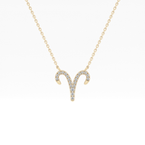 0.098 TCW Round Lab Grown Diamond Aries Zodiac Sign Necklace