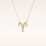 0.098 TCW Round Cut Moissanite Aries Zodiac Sign Necklace