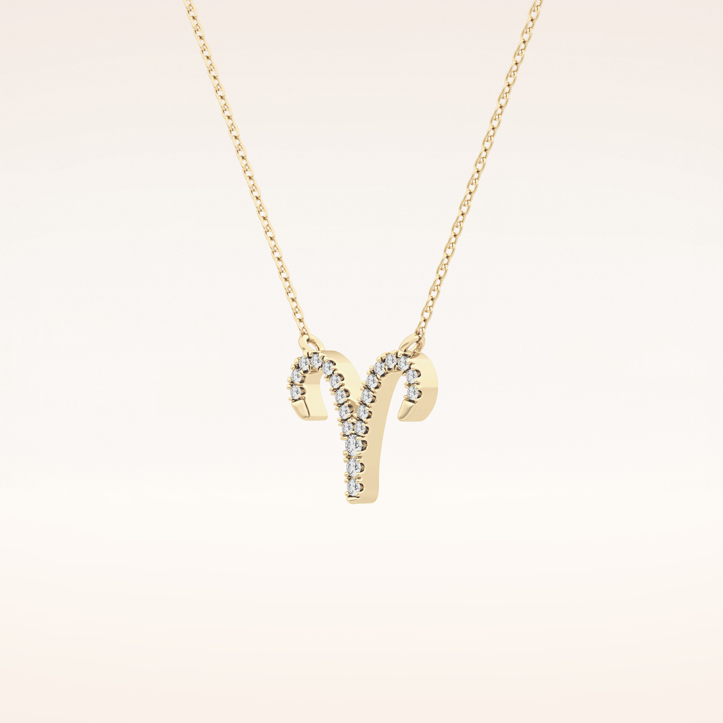 0.098 TCW Round Cut Moissanite Aries Zodiac Sign Necklace
