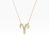 0.098 TCW Round Lab Grown Diamond Aries Zodiac Sign Necklace