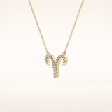 0.098 TCW Round Cut Moissanite Aries Zodiac Sign Necklace