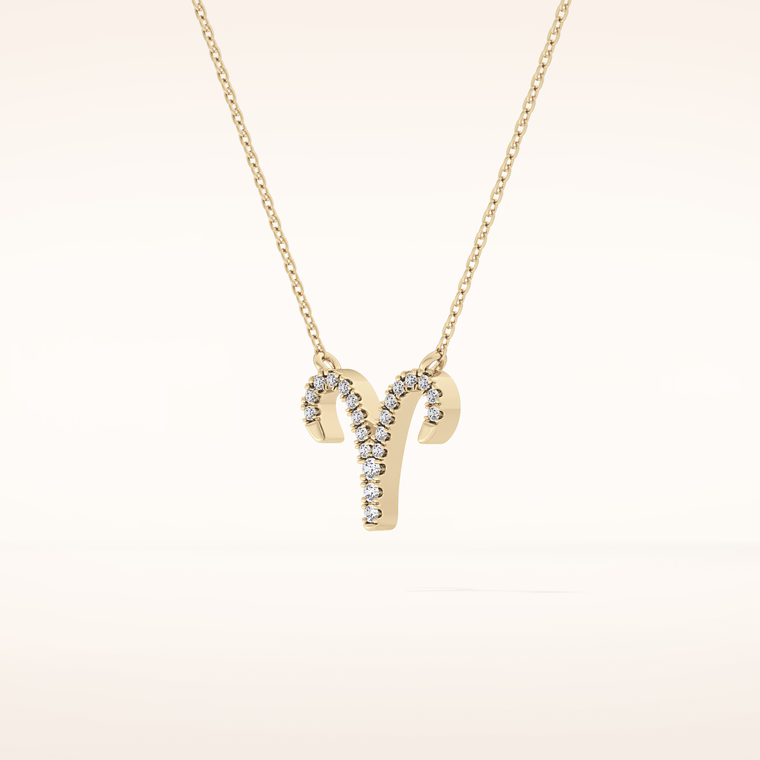 0.098 TCW Round Cut Moissanite Aries Zodiac Sign Necklace
