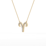 0.098 TCW Round Lab Grown Diamond Aries Zodiac Sign Necklace