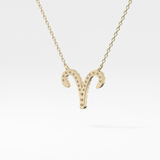 0.098 TCW Round Lab Grown Diamond Aries Zodiac Sign Necklace