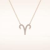 0.098 TCW Round Cut Moissanite Aries Zodiac Sign Necklace