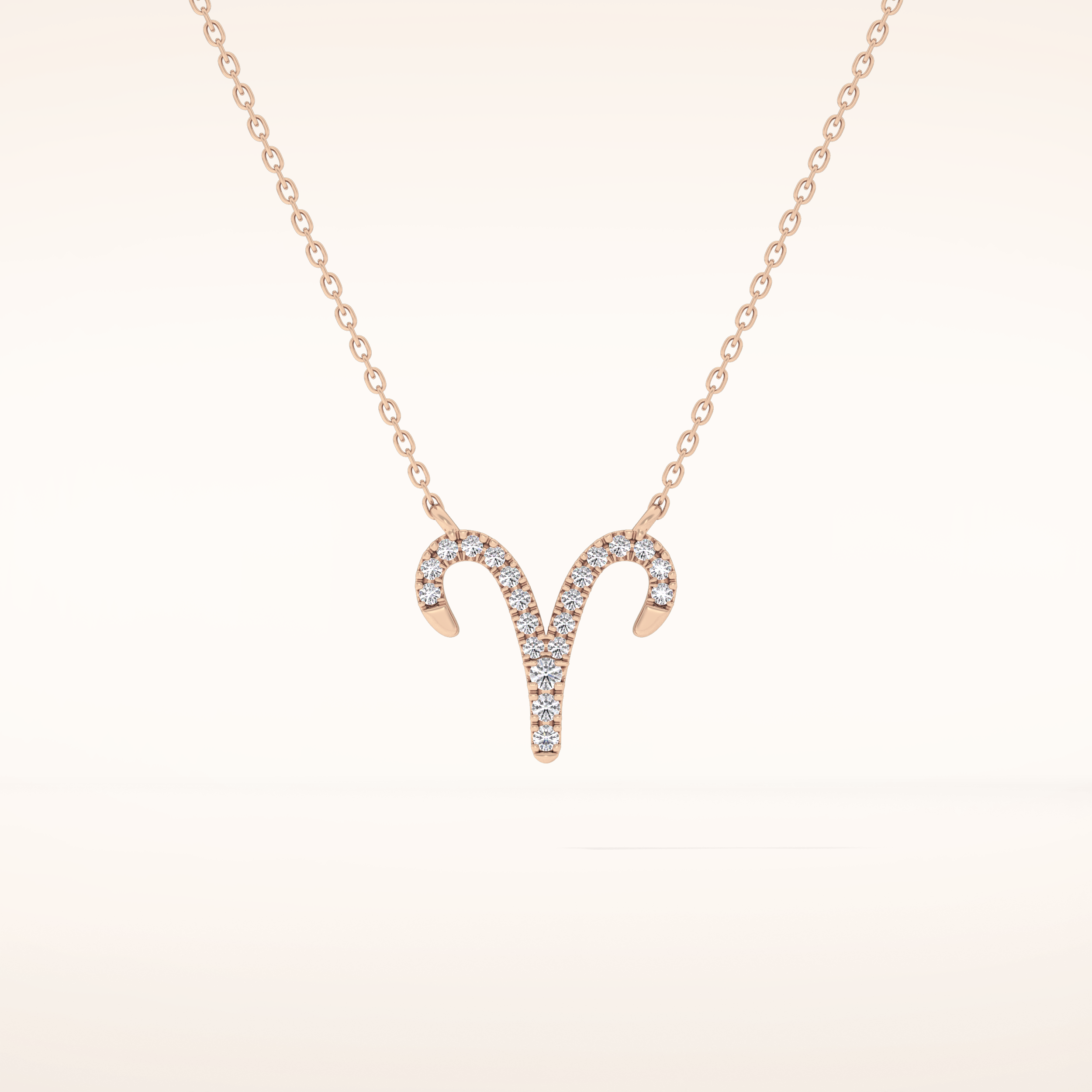 0.098 TCW Round Cut Moissanite Aries Zodiac Sign Necklace
