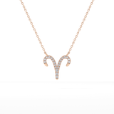 0.098 TCW Round Lab Grown Diamond Aries Zodiac Sign Necklace