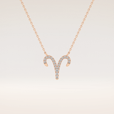 0.098 TCW Round Cut Moissanite Aries Zodiac Sign Necklace