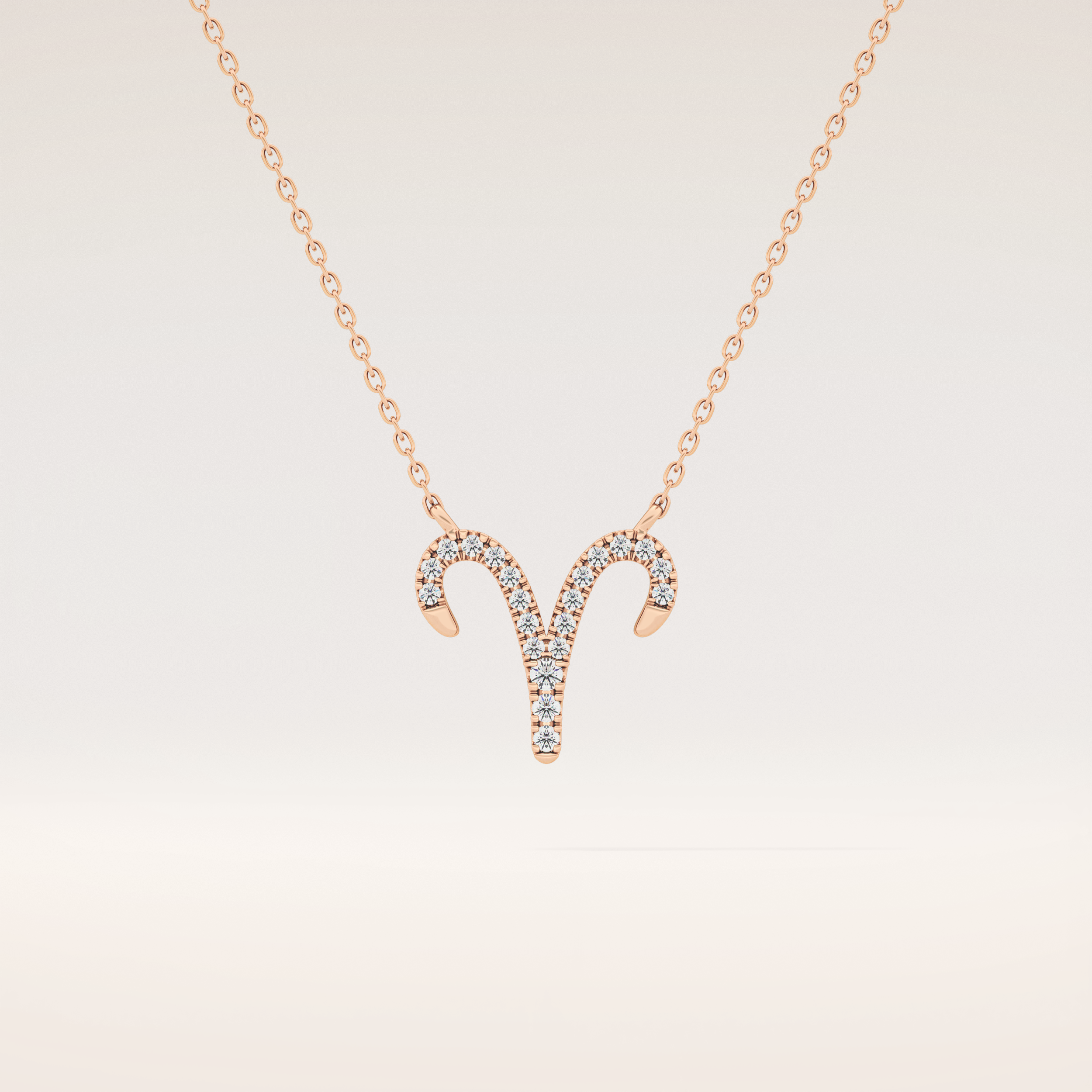 0.098 TCW Round Cut Moissanite Aries Zodiac Sign Necklace