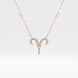 0.098 TCW Round Lab Grown Diamond Aries Zodiac Sign Necklace