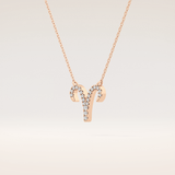 0.098 TCW Round Cut Moissanite Aries Zodiac Sign Necklace