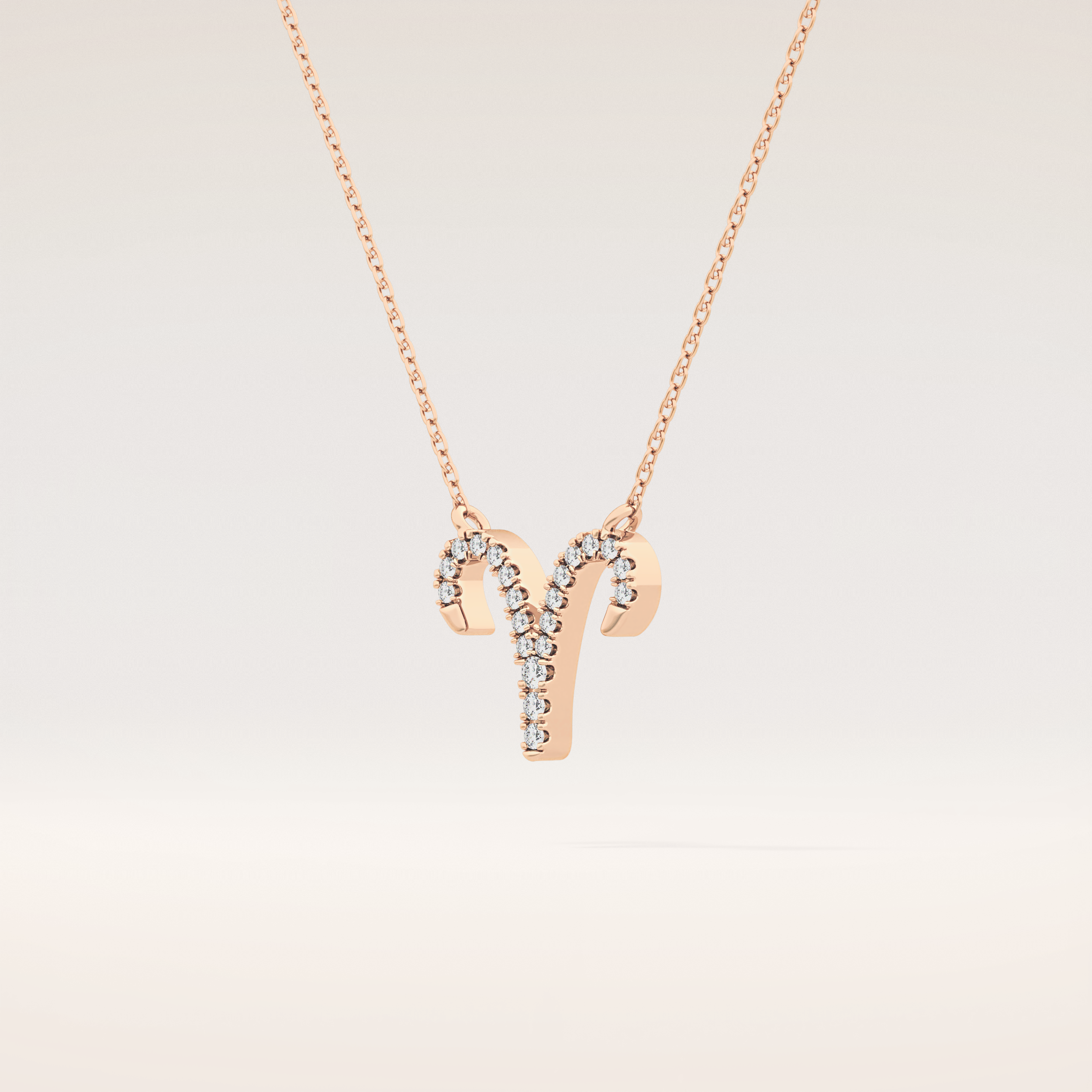 0.098 TCW Round Cut Moissanite Aries Zodiac Sign Necklace