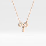 0.098 TCW Round Lab Grown Diamond Aries Zodiac Sign Necklace