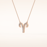 0.098 TCW Round Cut Moissanite Aries Zodiac Sign Necklace