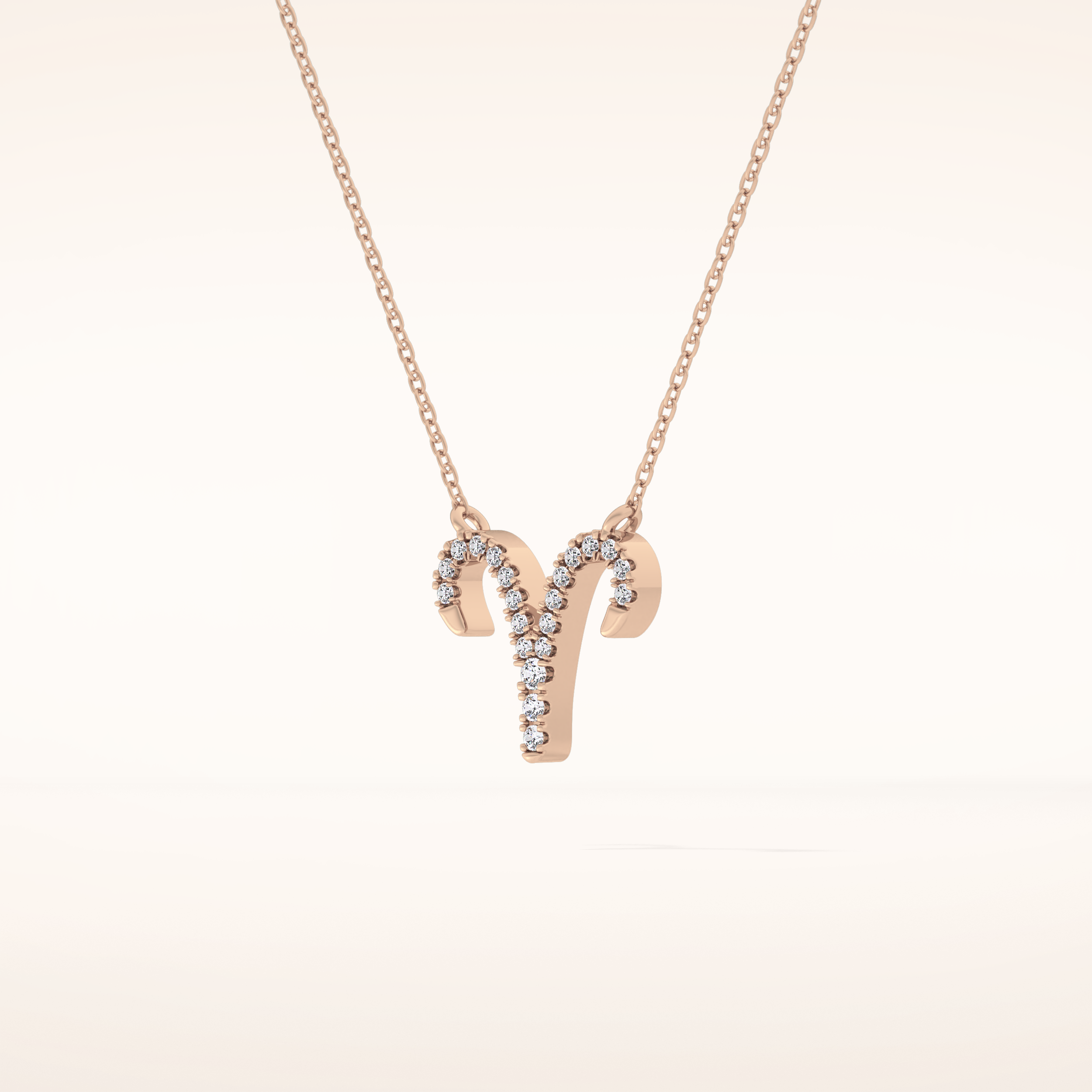 0.098 TCW Round Cut Moissanite Aries Zodiac Sign Necklace