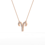 0.098 TCW Round Lab Grown Diamond Aries Zodiac Sign Necklace