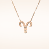 0.098 TCW Round Cut Moissanite Aries Zodiac Sign Necklace