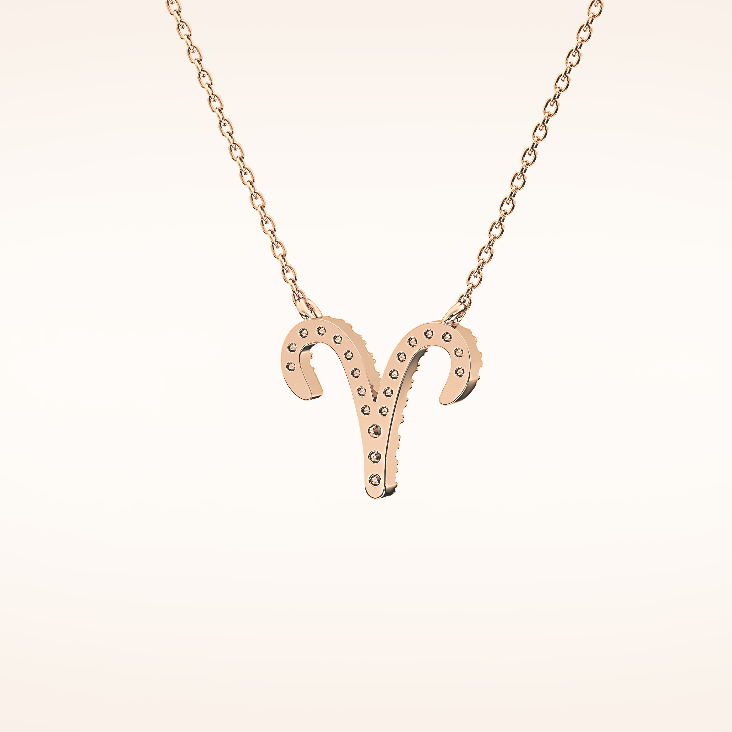 0.098 TCW Round Cut Moissanite Aries Zodiac Sign Necklace