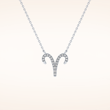 0.098 TCW Round Cut Moissanite Aries Zodiac Sign Necklace