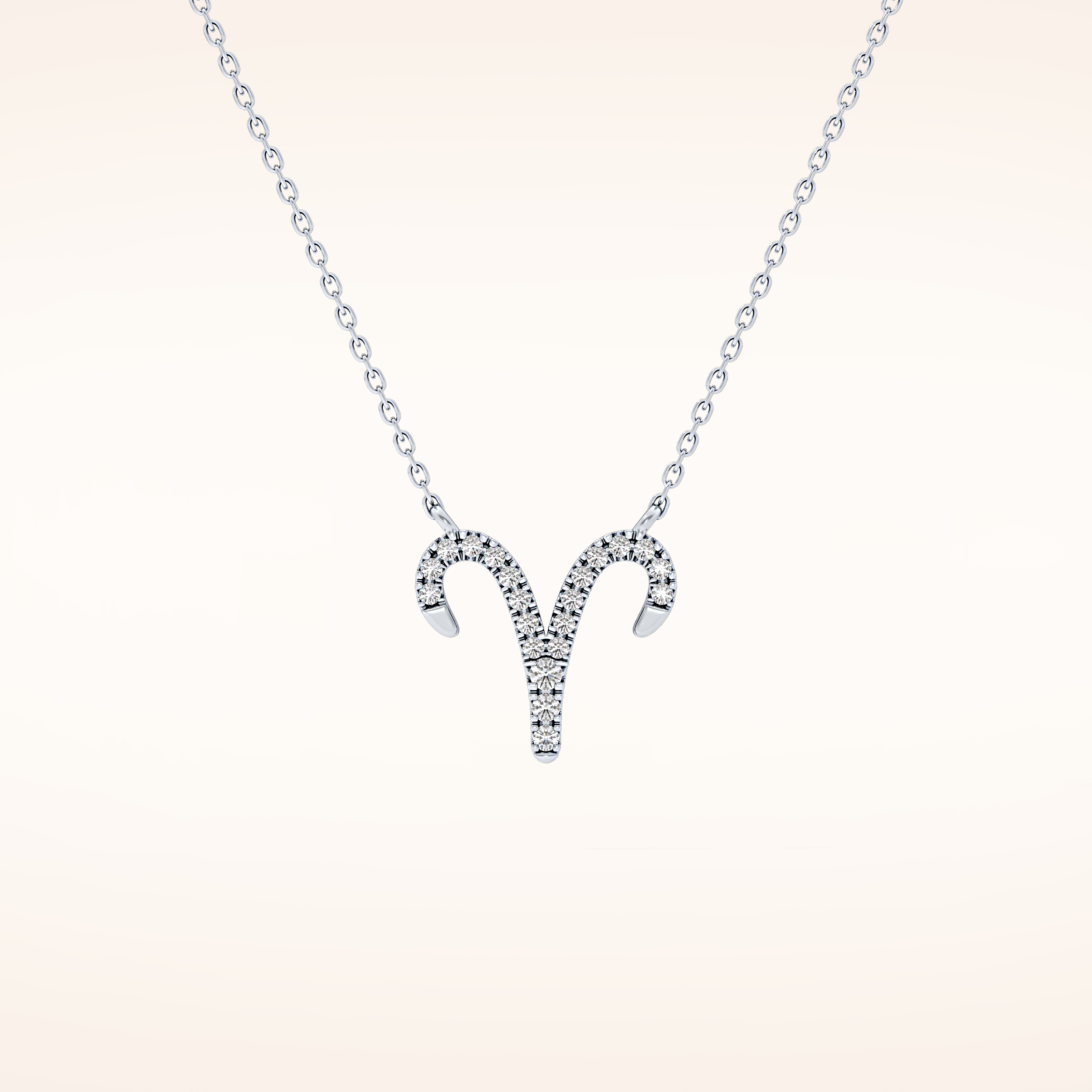 0.098 TCW Round Cut Moissanite Aries Zodiac Sign Necklace