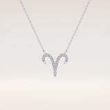 0.098 TCW Round Cut Moissanite Aries Zodiac Sign Necklace